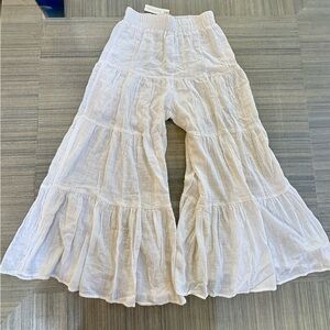 Olivaceous White Casual Wide Leg Pants